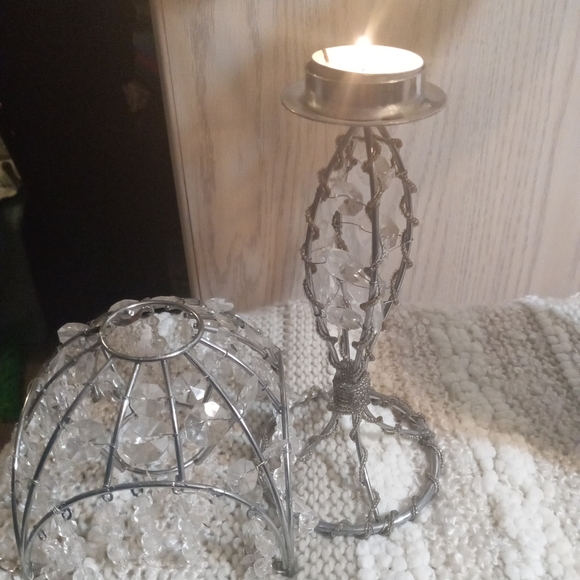 Romantic beaded Candle Holder - Picture 2 of 3